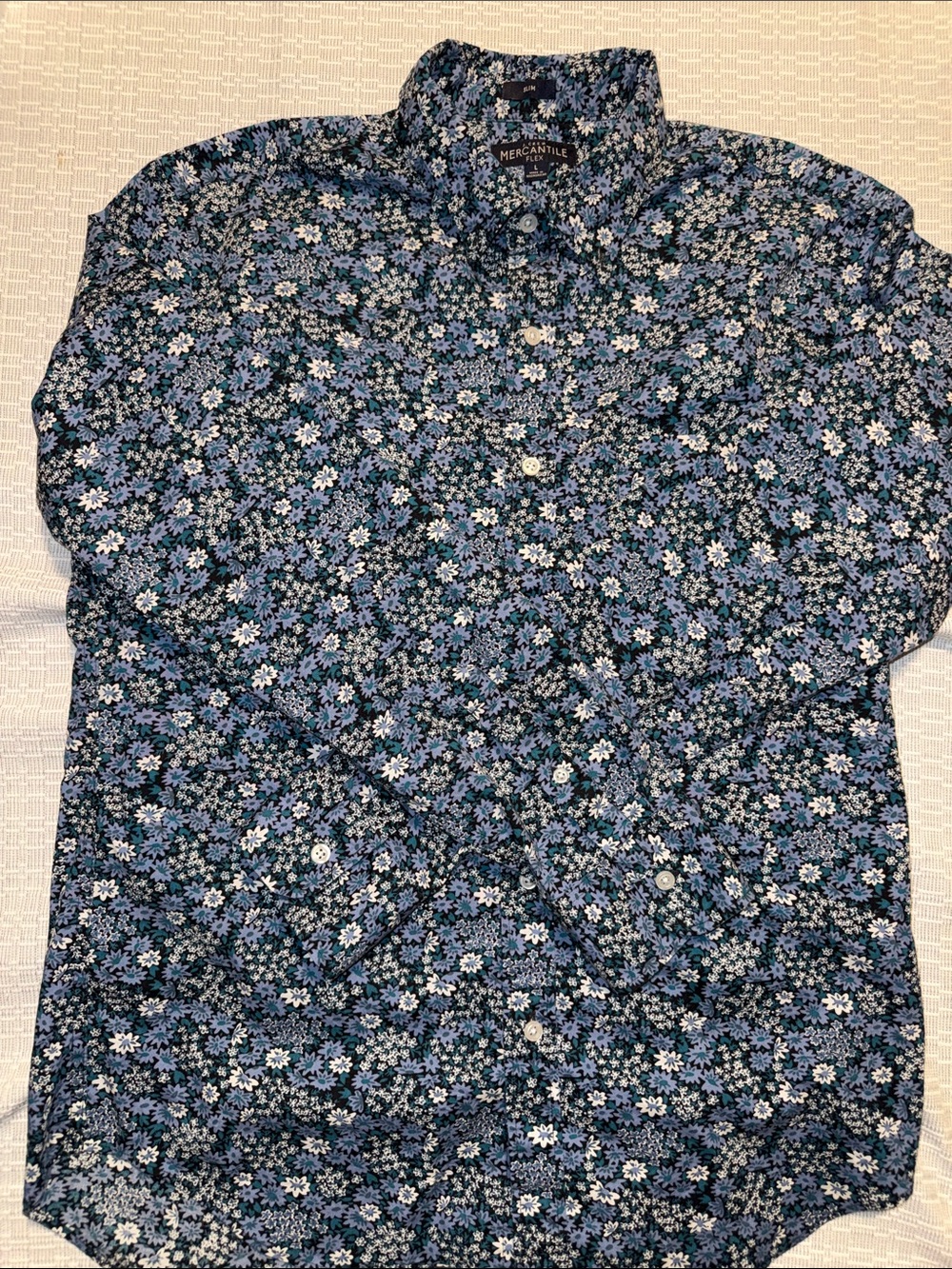 J. Crew Blue & White Floral Casual Button-Down Shirt
